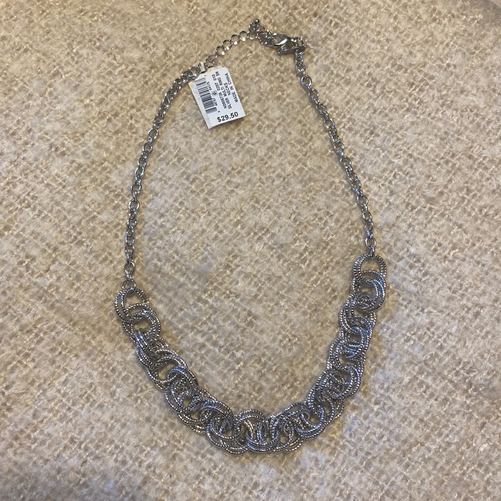 INC silver multi ring statement necklace